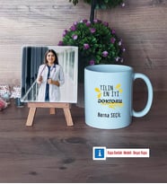 Doktor Fotoğraflı Dekoratif Taş, Kupa Bardak Beyaz Hediye (Model 1)