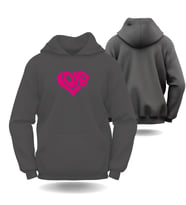 Sevgililer Günü Erkek Kadın Love Kalp Görselli Kapüşonlu Hoodie Sweatshirt 6017 (Gri)