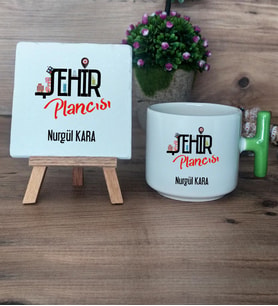 Şehir Plancısı Hediye Seti Kupa Bardak T Kulplu ve Dekoratif Taş Şehir Plancısına Hediye (Model 8)
