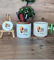 Mühendis Hanım Diyeceksiniz Hediye Sepeti Kupa Bardak T Kulplu, Kalemlik ve Anahtarlık Kadın Mühendise Mühendisler Günü Hediyesi (Model 8)