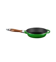 Lava Döküm Yuvarlak Kızartma Tavası Döküm Demir Sök - Tak Ahşap Sap Çap(Ø)24cm (Yeşil)