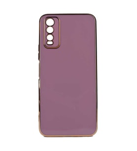 Vivo Y20S Kılıf Zore Bark Kenarları Altın Renk Kılıf (Mor)