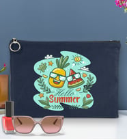 BK Gİft Yaz Temalı-1 Astarlı Portföy Çanta 30x21cm(12 Renk Seçeneği), Baskılı El Çantası, Organizer Çanta (Lacivert)