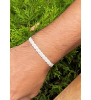 Gümüş Kazaziye Örgü Bileklik : Siyah - Beyaz - 21 cm : Siyah - Beyaz - 17 cm : Oksitli - 17 cm (Gümüş)