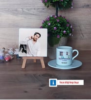 Yazılım Geliştirme Uzmanı Fotoğraflı Dekoratif Taş, Ahşap Altlıklı Türk Kahvesi Fincanı Hediye (Model 2)