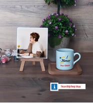 Mimara Hediye Fotoğraflı Dekoratif Taş, Ahşap Altlıklı Türk Kahvesi Fincanı Hediye (Model 1)