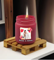 BK Gift Kişiye Özel DTF Fotoğraflı İsimli Renkli Cam Kavanozda Kokulu Mum-1(13 Renk Seçeneği), Arkadaşa Hediye, Sevgiliye Hediye, Doğum Günü Hediyesi (Leylak)