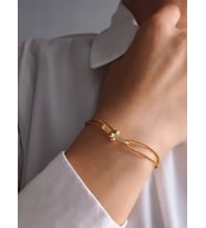 Tiffany Model Deri İpli El Yapımı Gold Renkli Bileklik (Hardal Sarısı)