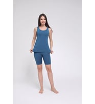 Chelly Kadın Düz Renk Askılı Taytlı Tankini S9003-04 (Petrol Yeşili)