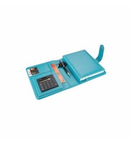 Organizer Ajanda Kılıflı A5 Tarihsiz Çizgili 160 Yaprak 14x20 Defterli Ortadan Dilli Rainbow Vegan 17x22 cm (Turkuaz)