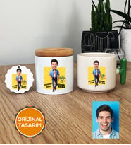 Kişiye Özel Karikatürlü Baba Hediye Seti T Kupa, Kalemlik, Anahtarlık Babaya Babalar Günü Doğum Günü Hediyesi (Yeşil)