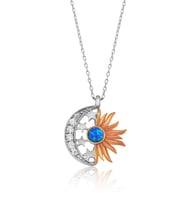 OPAL TAŞLI GÜNEŞ KOLYE - 925 AYAR GÜMÜŞ KOLYE (Rose)