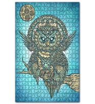 Cakapuzzle Yeşil Zeminde Baykuş Figürlü Görsel Puzzle Yapboz MDF (Ahşap) (500 Parça)