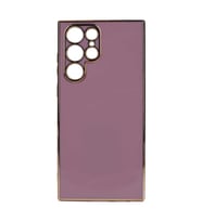 Galaxy S22 Ultra Kılıf Zore Bark Kenarları Altın Renk Kılıf (Mor)
