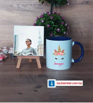 Unicorn Fotoğraflı Dekoratif Taş, Kupa Bardak Beyaz Hediye (Model 3)