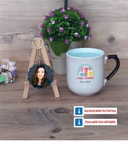 Doğum Günü Hediyesi Kupa Bardak Beyaz ve Fotoğraflı Ahşap Anahtarlık Hediye (Model 10)