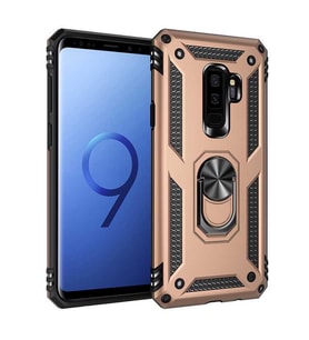 Galaxy S9 Plus Kılıf Zore Vega Yüzüklü Standlı Zırh Kılıf (Gold)