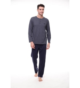 Pijadore 1404 Erkek Uzun Kollu Düğmeli Pijama Takım