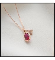 Gümüşistan 925 Ayar Gümüş Kendin Tasarla Doğum Taşlı ve Harfli Kolye (Rose)