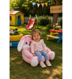 Tavşan Pelüş Bebek Çocuk Koltuğu (%100 Yerli) (Pembe)