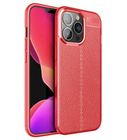 iPhone 13 Pro Kılıf Deri Desenli Kamera Korumalı Silikon (Kırmızı)