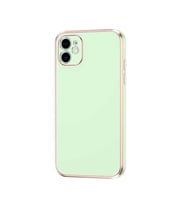 Apple iPhone 12 Kılıf Zore Bark Kenarları Altın Renk Kılıf (Yeşil)