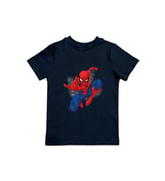Spiderman baskılı örümcek adam pamuklu penye kumaş yazlık çocuk tişört (Siyah)