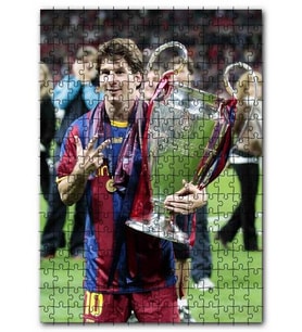 Cakapuzzle Barcelona Formalı Messi Şampiyonluk Kupası Puzzle Yapboz MDF (Ahşap) (500 Parça)