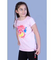 Toontoy Kız Çocuk Renkli Instagram Baskılı Tişört (Pembe)