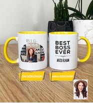 Kişiye Özel Karikatürlü Patron Hediye Kupa Bardak Big Boss Kadın Patrona Doğum Günü Hediyesi (Sarı)