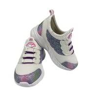 SİA ÇANTA SİMLİ STAR KIDS COMFORTLİNE ORTAPEDİK KAYDIRMAZ TABAN NEFES ALAN AYAKLAR LASTİK BAĞCIKLI ÇOCUK AYAKKABI (Beyaz-Mor)