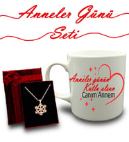 Anneler Gününe Özel  Kupa & Kar Tanesi Kolye Hediye Seti (Model 3)