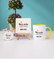 Resim Öğretmeni Kupa Bardak Lacivert Dekoratif Taş Baskı Anahtarlık (Model 4)