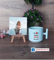 Fransızca Öğretmeni Fotoğraflı Dekoratif Taş, Kupa Bardak Beyaz Hediye Öğretmenler Günü Hediyesi (Model 12)