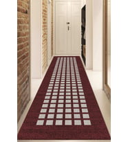 Dijital Baskılı Kaymaz Taban Yıkanabilir Modern Yolluk Ve Koridor Halısı NDU-SD-1027 (Bordo)