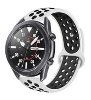 Amazfit GTR 47mm KRD-02 Suya Dayanıklı Delikli Renkli Silikon Kordon (Beyaz-Siyah)