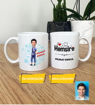 Kişiye Özel Karikatürlü Hemşire Hediye Kupa Bardak Erkek Hemşireye Tıp Bayramı Hediyesi (Beyaz)
