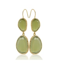 Kadir Jewellery 22 Ayar Altın Kaplama Kadın Sallantılı Küpe -El İşçiliği Ve Hipoalerjenik Küpe (Zeytin Yeşili)