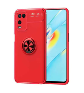 Oppo A54 4G Kılıf Zore Ravel Yüzüklü Silikon Kılıf (Kırmızı)