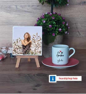 En İyi Öğretmen Fotoğraflı Dekoratif Taş, Ahşap Altlıklı Türk Kahvesi Fincanı Hediye (Model 6)