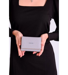 Just Polo Kadın Mıknatıs Kapaklı Fermuarlı Mini Cüzdan MDS1002 (Gri)