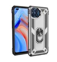 Oppo Reno 4 Lite Kılıf Zore Vega Yüzük Standlı Zırh Kılıf (Gri)