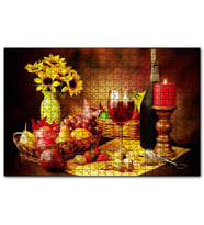Cakapuzzle Meya Çiçek Şarap Kuruyemiş Görseli  Puzzle Yapboz MDF (Ahşap) (255 Parça)