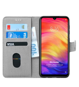 Microsonic Xiaomi Redmi Note 7 Kılıf Fabric Book Wallet (Gri)