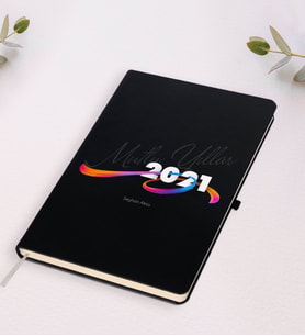 BK Gift Kişiye Özel 2024 Mutlu Yıllar Beyaz Defter-4 (Siyah)