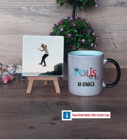 Polis Fotoğraflı Dekoratif Taş, Kupa Bardak Beyaz Hediye (Model 9)
