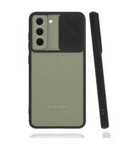 Galaxy S22 Plus Kılıf Lensi Sürgülü Kamera Koruyucu Kılıf (Siyah)
