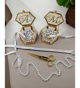 Corrente Altıgen Gold Yüzük Yükselticisi ve Söz Makası Seti (Beyaz)