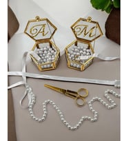 Corrente Altıgen Gold Yüzük Yükselticisi ve Söz Makası Seti (Beyaz)