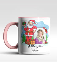 Kişiye Özel Mutlu Yıllar Fotoğraf Tasarımlı Siyah Kupa (Pembe)